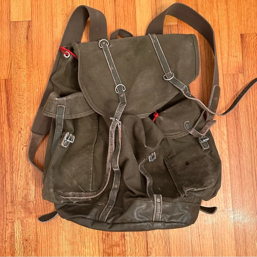 Deuter Augsburg Military Backpack, Leather + Canvas Vintage